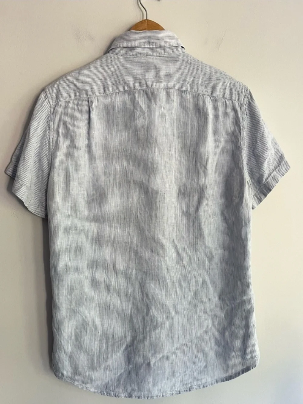 J Crew Casual Short Sleeve Linen Button Up Blue
